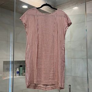 Madewell Button-Back Easy Linen Dress in Stripe
